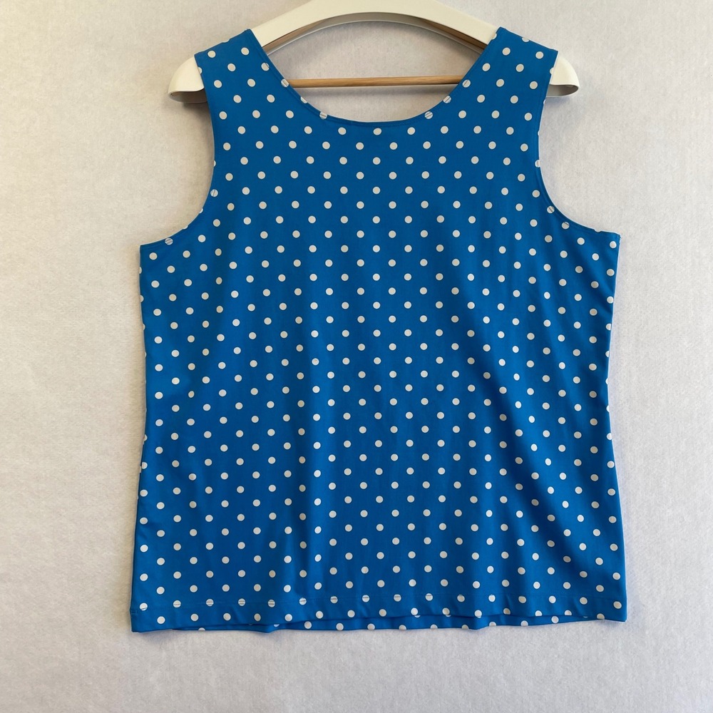 Chico's Polka Dot Microfiber Tank Top Size 3 XL Teal Blue White Sleeveless‎ - Picture 3 of 9